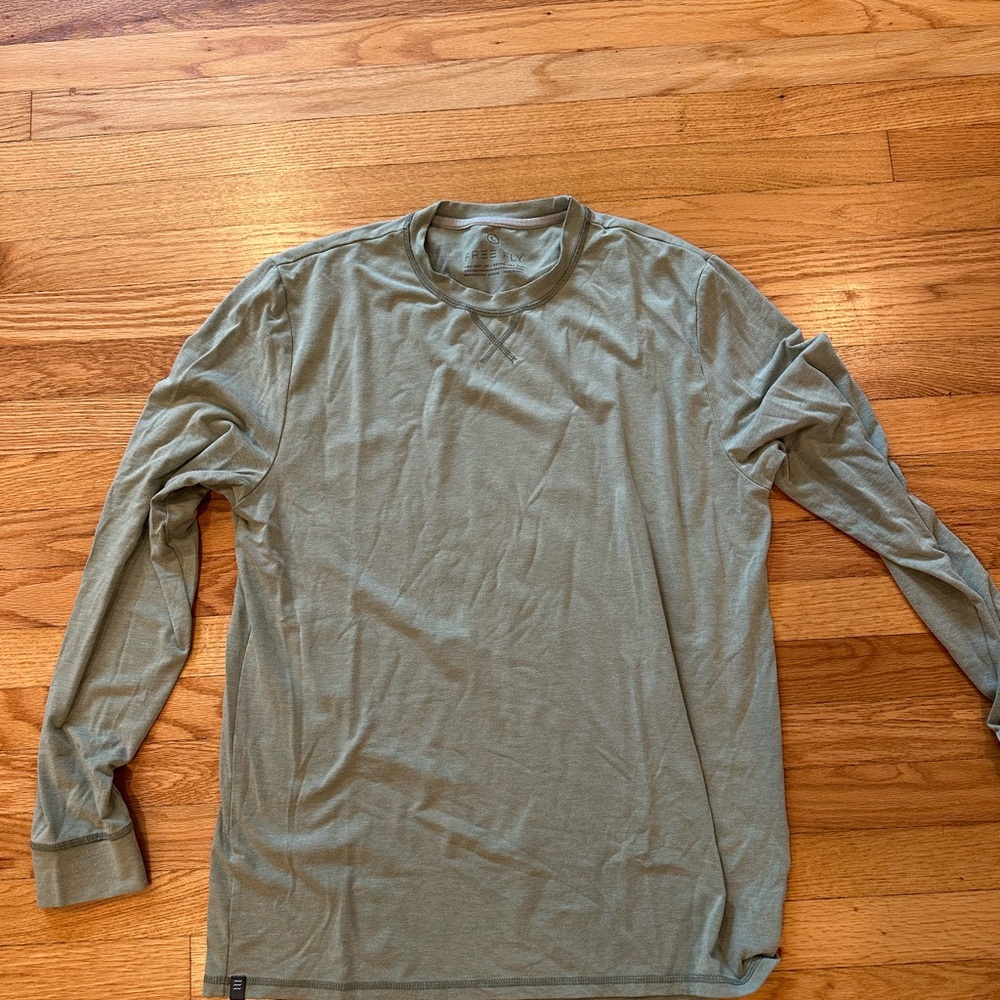 Free Fly Apparel Men's Green Long Sleeve T Shirt